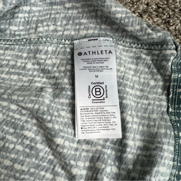 Athleta Dusty Blue Cotton Crew Neck Tee, Size Medium - Picture 4 of 6